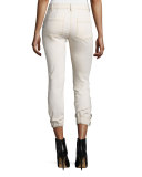 Cardiff Cropped Denim Cargo Pants, Ecru