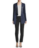 Esme Draped Suede & Knit Combo Jacket, Marine