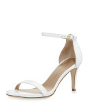 Nunaked Leather Mid-Heel Sandal, White