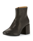 Leather Chunky-Heel Ankle Boot, Black