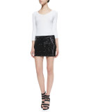 Raquel Sequined Miniskirt W/ Zips