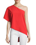 Mellie One-Shoulder Drape Top, Bright Red