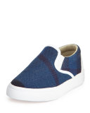 Linus Check Canvas Skate Shoe, Ultramarine Blue, Toddler