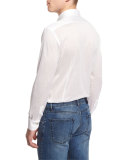 Long-Sleeve Pique Sport Shirt, White