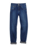 Straight-Leg Denim Jeans, Dark Denim, Size 6-10