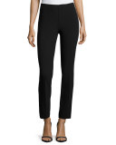 Skinny Side-Zip Ankle Pants, Black