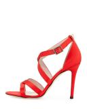 Strut Strappy Satin Sandal, Red