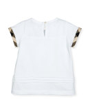 Gisselle Pintucked Jersey Tee, White, Size 4-14