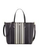 Kerrington Small Striped Tote Bag, Black/White