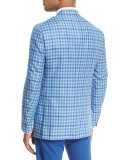 Domenico Gingham Two-Button Sport Coat, Light Blue/White