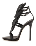 Coline Wings Patent High-Heel Sandal, Nero