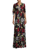 Floral-Print Caftan Maxi Dress