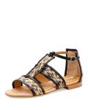 Iris Snakeskin Ankle Flat, Nude/Nero 