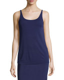 Stretch Silk Long Cami, Dark Night 