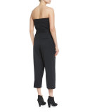 Belted Strapless Jumpsuit, Black