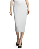 Silk Organic Cotton Interlock Pencil Skirt, Bone