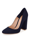 Linda Suede Chunky-Heel Pump