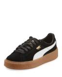 Basket Suede Platform Creeper, Black/White