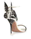 Chiara Butterfly Wing Ankle-Wrap Sandal, Black/White