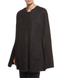 Shearling Fur Shorty Cape, Dark Gray