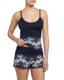 Italia Lounge Cami, Navy Blue/White