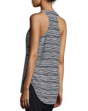 Dune Striped Silk Racerback Tank, Ivory/Midnight