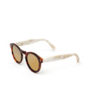 Leonard Round Two-Tone Mirrored Sunglasses, Tortoise/Cream/Gold