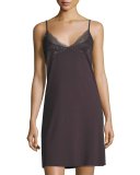 Greta Lace-Trimmed Chemise, Brown