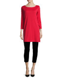 3/4-Sleeve Studded Tunic, Red