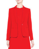 Notch-Collar One-Button Jacket, Red