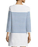 Long-Sleeve Striped Mini Dress, Blue
