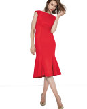 Midi Drop-Waist Cocktail Dress, Red