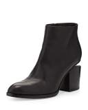 Leather Bootie with Tilt-Effect Heel, Black