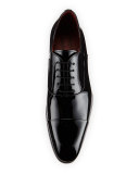 Cap-Toe Patent Leather Oxford Shoe, Black