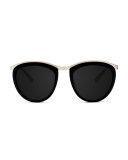 Comic Strip Monochromatic Square Sunglasses, Black/Silver