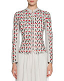 Hand-Woven Leather Zip Jacket, Beige/Multi
