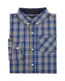 Long-Sleeve Plaid Poplin Shirt, Navy, Size 2-7