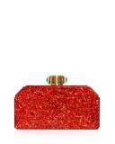 Faceted Rectangle Clutch Bag, Red