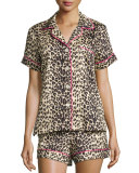 Wild Thing Printed Shorty Pajama Set, Leopard