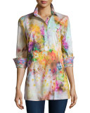 Kallah's Koi Pond Tunic Blouse, Orange/Pink/White