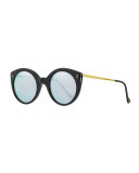 Palm Beach Mirrored Sunglasses, Black/Silver