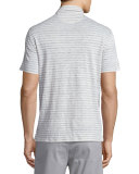Feeder Stripe Short-Sleeve Polo Shirt, Linen White/Steel