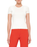 Braided-Side Crewneck Tee, Moonstone