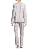 Lynx-Print Classic Pajama Sets, Pink/Gray