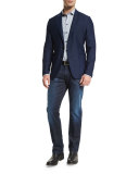 Textured Two-Button Jacket, Navy