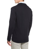 Silk Knit Two-Button Sweater Jacket, Navy
