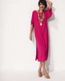 Keyhole-Front Long Dolman Dress, Petite