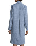 Long-Sleeve Linen Shirtdress, Petite