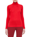 Cashmere-Blend Turtleneck Sweater, Pomegranate