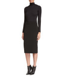 Crepe Pencil Skirt, Black